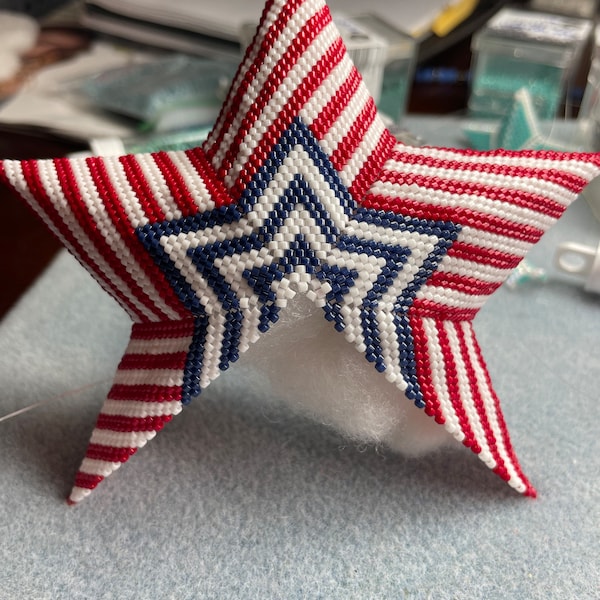 PATTERN for Red, White, Blue 3D peyote star