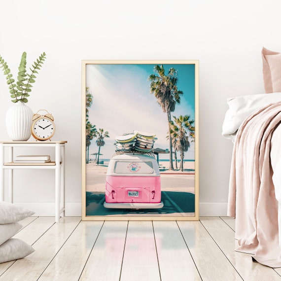 Hippie Van Print Printable Art Volkswagen Surf Bus California Beach Decor Coastal Print Vw Hippie Poster Boho Prints Palmtree Print
