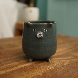 Ceramic Handmade Four Legs Bear Tea Cup,Bear Mug,Pottery Mug,Handmade Ceramic Mug,Cute Ceramic