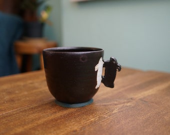 Ceramic Handmade Rabbit Shadow Mug with Handle ,Rabbit Tea Cup,Pottery Mug,Handmade Ceramic Mug,Cute Ceramic