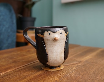 Ceramic Handmade Penguin Mug with Handle ,Penguin Tea Cup,Pottery Mug,Handmade Ceramic Mug