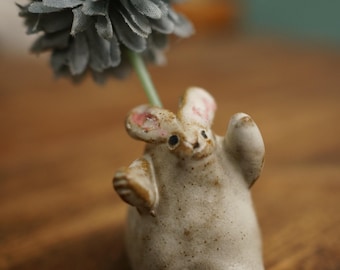 Maceta de cerámica hecha a mano con forma de conejo, porta incienso, jarrón de conejo, decoración de escritorio