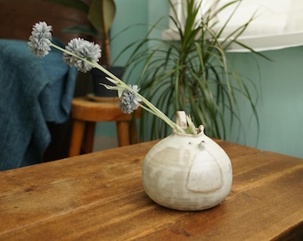 Handmade Ceramic White Fox Vase, Cute Flower Pot