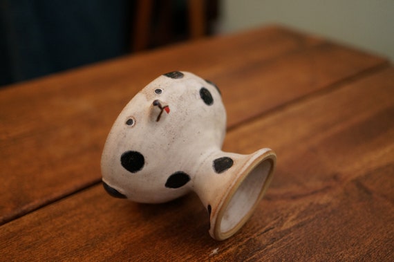 Ceramic Handmade Polka Dog Ice Cream Cup,dog Accessories Holder,pottery  Holder,handmade Ceramic Cup,cute Ceramic 