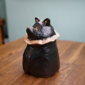 Keramik handgemachte schwarze Katze Blumentopf Vase, Tier Topf, Katzenskulptur, Katzenpflanzer Bild 3
