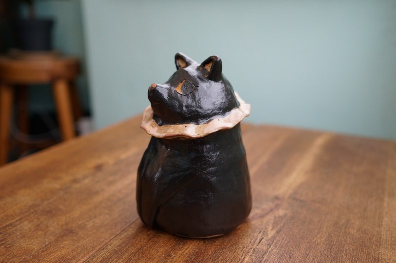 Keramik handgemachte schwarze Katze Blumentopf Vase, Tier Topf, Katzenskulptur, Katzenpflanzer Bild 3