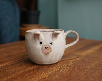 Ceramic Handmade Rabbit Mug with Handle ,Rabbit Tea Cup,Pottery Mug,Handmade Ceramic Mug,Cute Ceramic