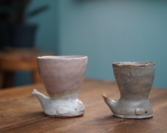 Ceramic Handmade Hand-pinched Small White Dolphin/Whale High Tea Cup,Pottery Mug,Handmade Ceramic Mug,Cute Ceramic