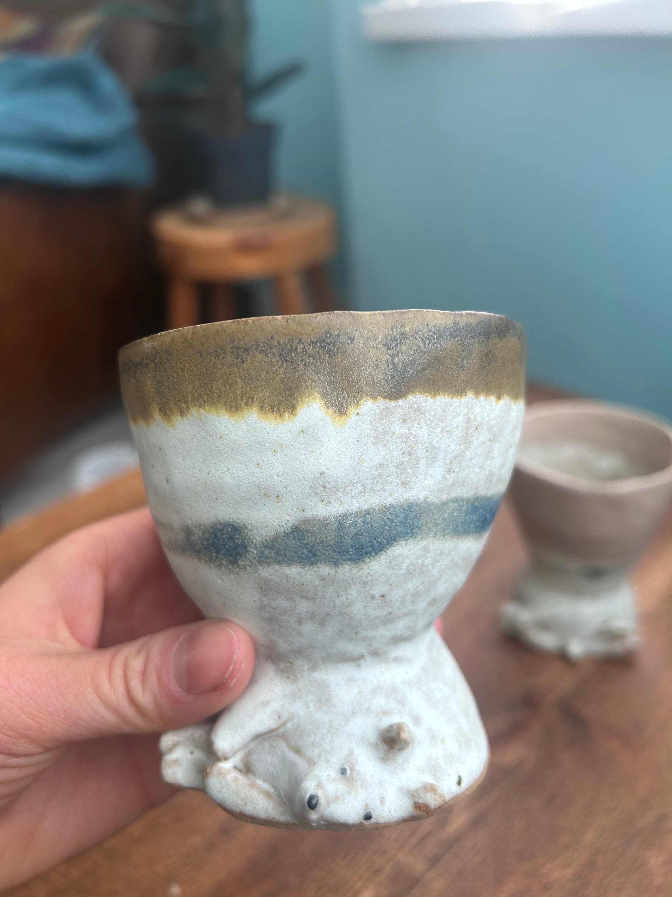 Pinched Rabbit Pottery Ceramic Handmade Hand-pinched Lying Down Fox/rabbit High Tea Cup ...