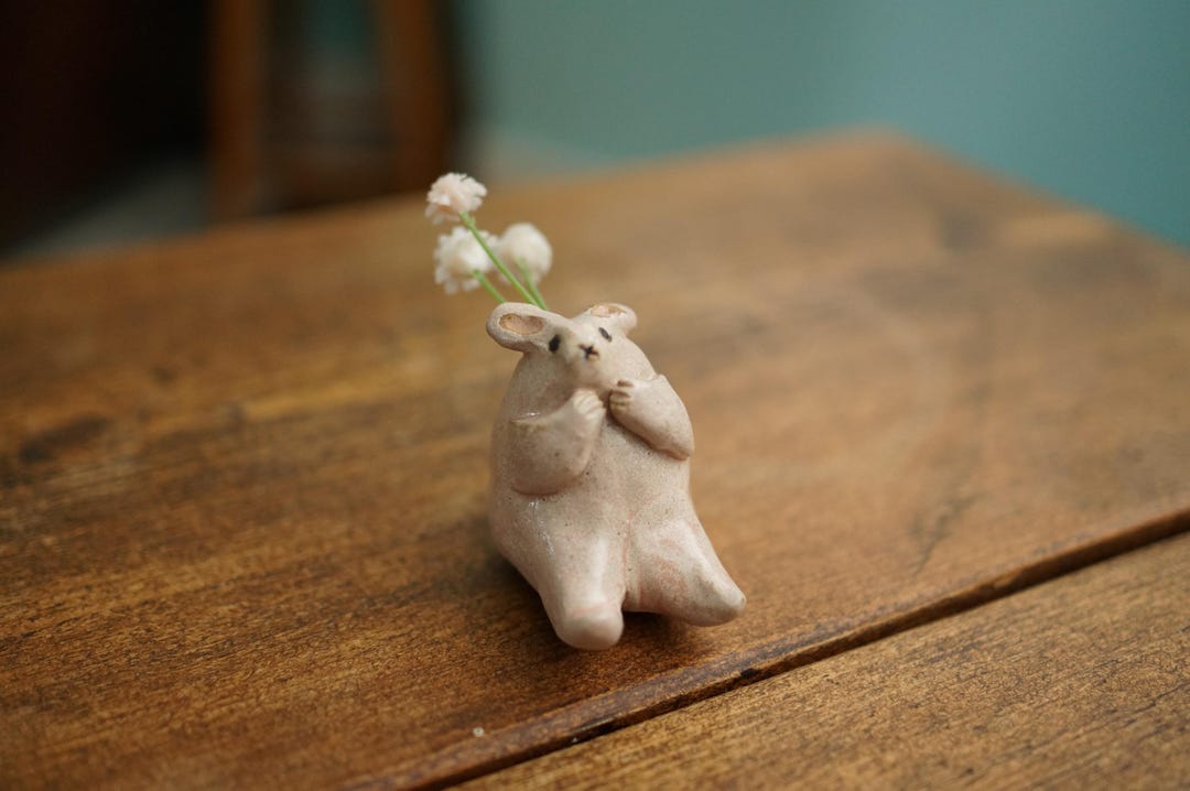 Pink Rabbit Ceramic Tree Handmade Ceramic Mini Pink Rabbit Flower Pot, Incense Holder, Rabbit ...