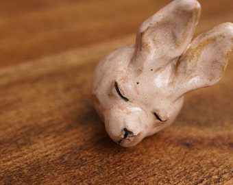 Handmade Ceramic Mini Sleeping Rabbit Incense holder, Flower Pot, Rabbit Vase,  Desk Decorations