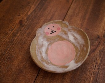 Handmade Ceramic Brown Monkey Plate