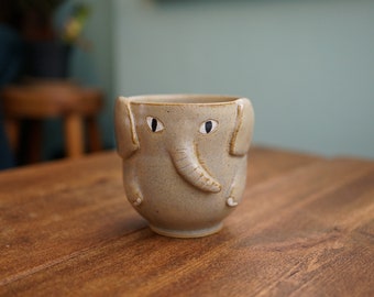 Ceramic Handmade Elephant Tea Cup,Elephant Mug,Pottery Mug,Handmade Ceramic Mug,Cute Ceramic