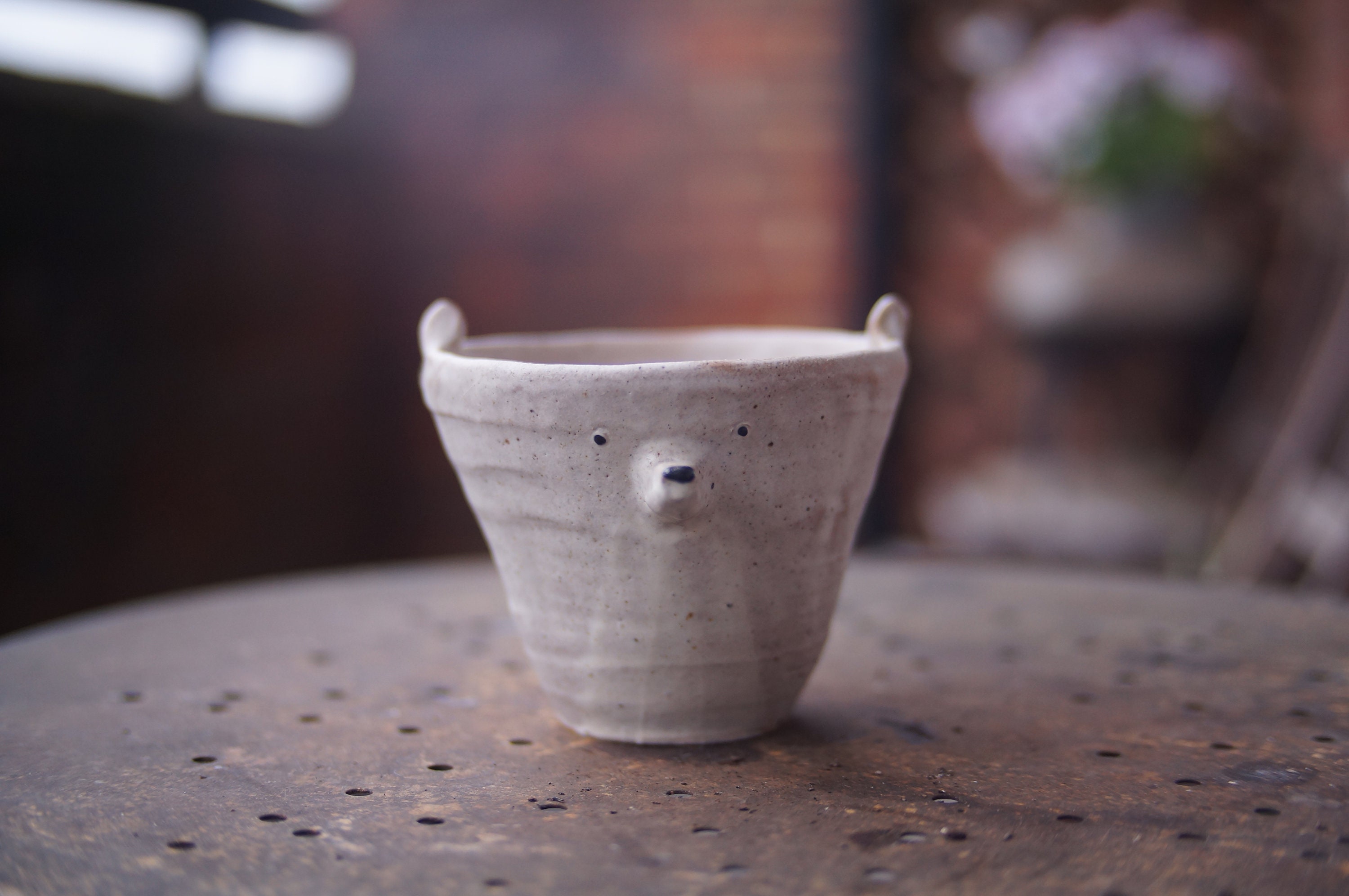 Ceramic Handmade White Fox Planter Flower Pot Vase, Animal Pot, Cute Sculpture, Ceramic Planter,