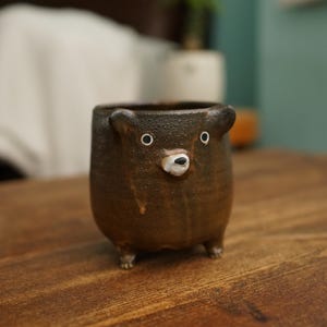 Ceramic Handmade Four Legs Bear Tea Cup,Bear Mug,Pottery Mug,Handmade Ceramic Mug,Cute Ceramic