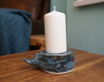 Ceramic Handmade Whale Large Candle Holder