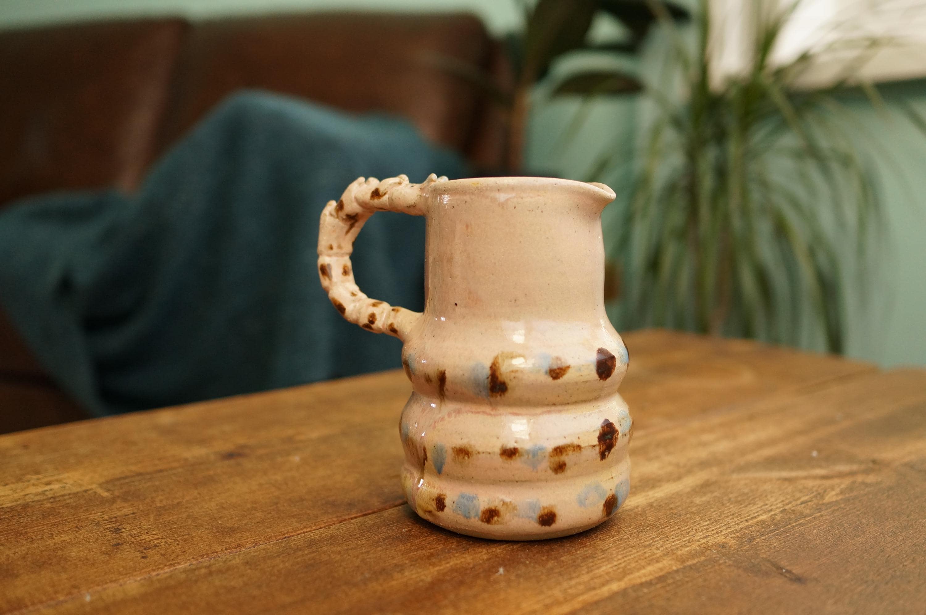 Handmade Ceramic Pink Caterpillar Jug Flower Pot, Caterpillar Vase, Desk Decorations