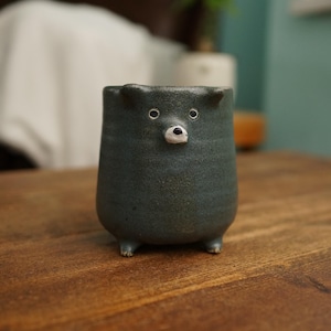 Ceramic Handmade Four Legs Bear Tea Cup,Bear Mug,Pottery Mug,Handmade Ceramic Mug,Cute Ceramic