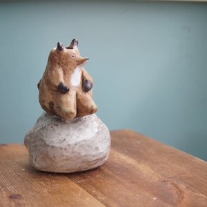 Ceramic Handmade Fox on cloud Pot Vase, Animal Pot, Fox Sculpture, fox Planter