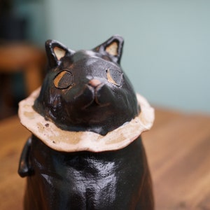 Keramik handgemachte schwarze Katze Blumentopf Vase, Tier Topf, Katzenskulptur, Katzenpflanzer Bild 4