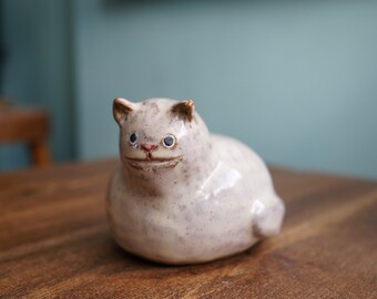 Ceramic Handmade Cat Sculpture, Ceramic Cat Decoration