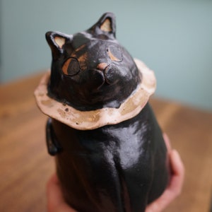 Keramik handgemachte schwarze Katze Blumentopf Vase, Tier Topf, Katzenskulptur, Katzenpflanzer Bild 6