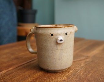 Ceramic Handmade Light Green-Blue Bear Mug with Handle ,Bear Tea Cup,Pottery Mug,Handmade Ceramic Mug,Cute Ceramic