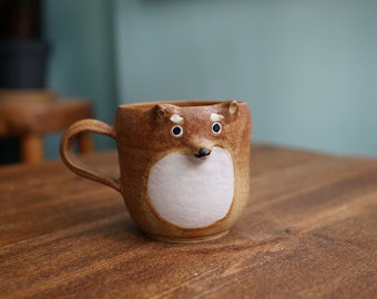 Ceramic Handmade Shiba Doggie Mug ,Dog Mug,Pottery Mug,Handmade Ceramic Mug,Cute Ceramic