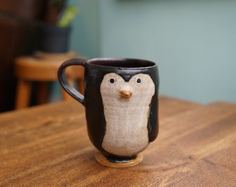 Ceramic Handmade Penguin Mug with Handle ,Penguin Tea Cup,Pottery Mug,Handmade Ceramic Mu