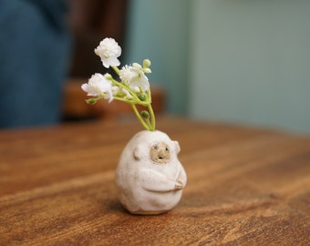 Handmade Ceramic Mini Monkey Shan Flower Pot, incense holder, Monkey Vase,  Desk Decorations