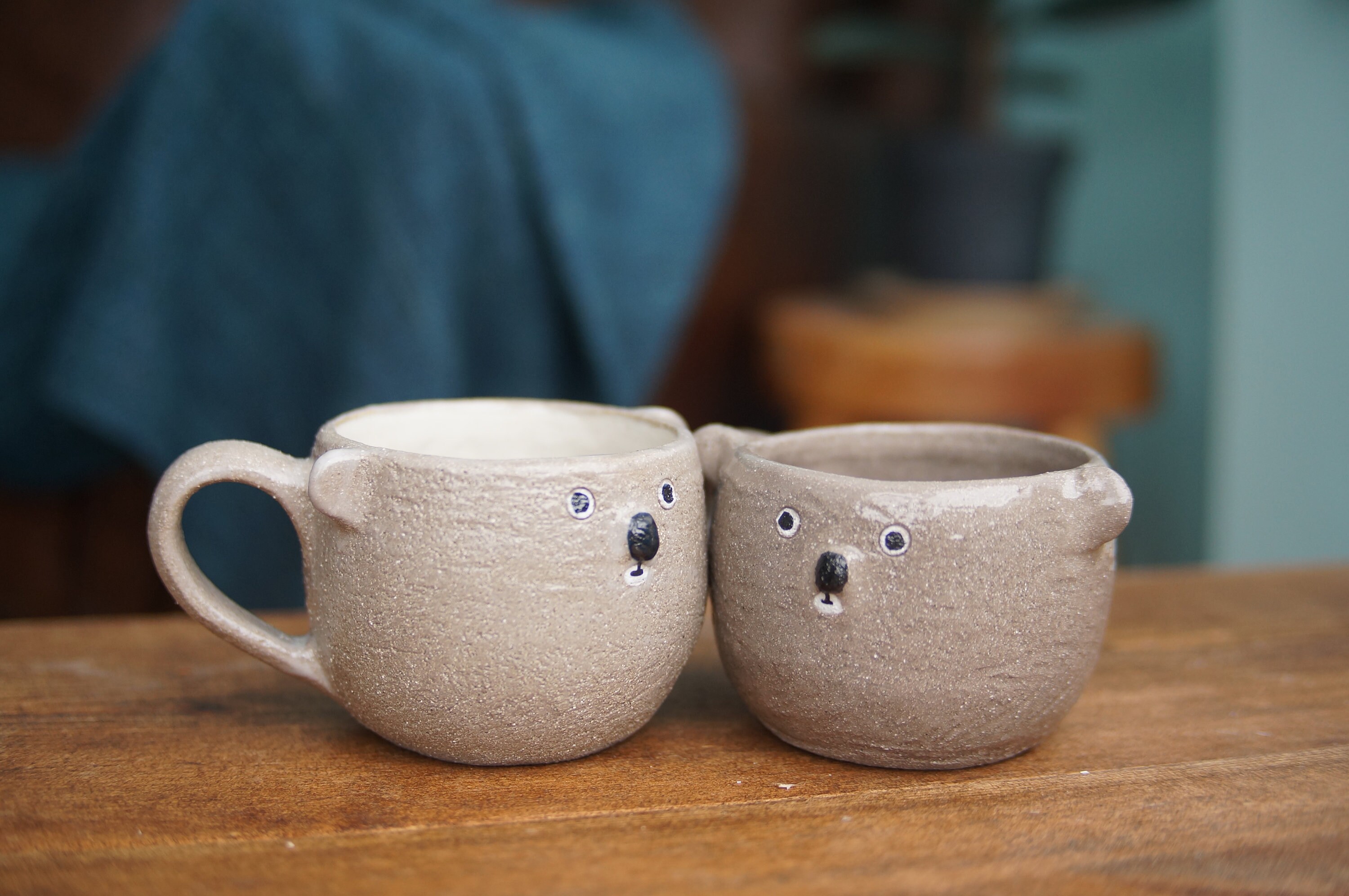 tasse en céramique koala avec dessin animé animal bois couvercle