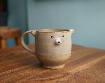 Ceramic Handmade Light Green-Blue Bear Mug with Handle ,Bear Tea Cup,Pottery Mug,Handmade Ceramic Mug,Cute Ceramic