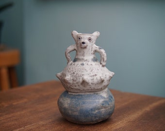 Ceramic Handmade Hand-pinched Bear Magic Potion Vase