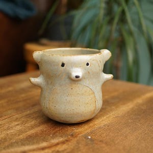 Ceramic Handmade Grey Bear Tea Cup,Bear Mug,Pottery Mug,Handmade Ceramic Mug,Cute Ceramic