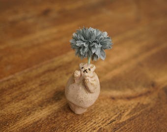 Maceta de cerámica hecha a mano con forma de conejo, porta incienso, jarrón de conejo, decoración de escritorio