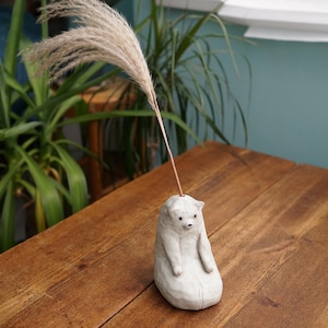 Ceramic Handmade Sitting Bear Vase, Bear Sculpture
