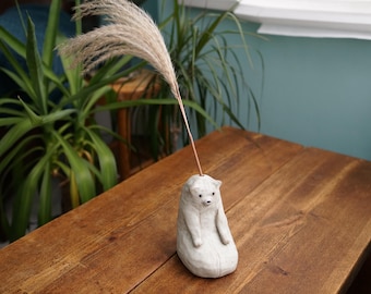 Ceramic Handmade Sitting Bear Vase, Bear Sculpture