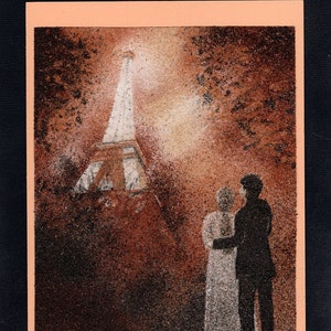 Natural sand painting 24x18 cm The Eiffel Tower in Paris