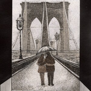 Natural sand painting 24x18 cm Brooklyn Bridge