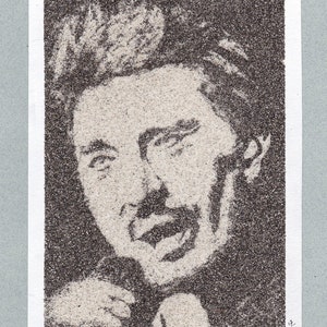 Natural sand painting 24x18 cm Johnny Hallyday