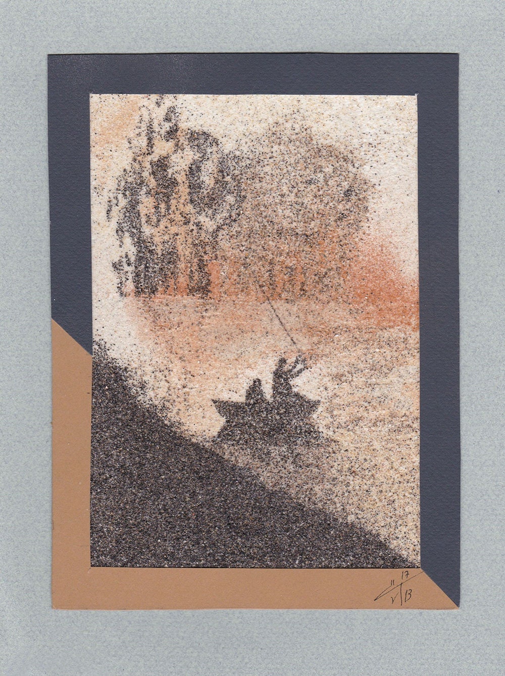 Pintura em areia natural 24x18 cm Pescadores