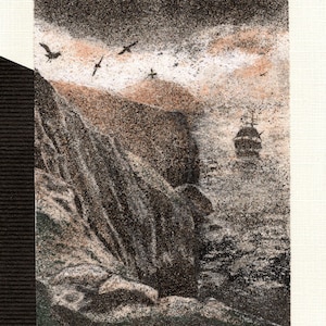 Natural sand painting 24x18 cm St Kilda, cliffs