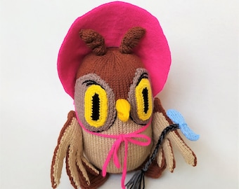 Owl knitted toys handmade from wool for children