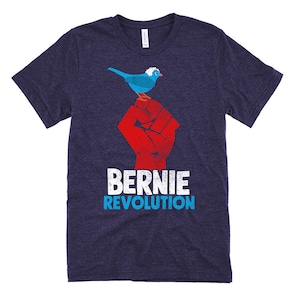 Revolution Fist Bernie Sanders Birdie Bird / Vintage Distressed Look /  Feel The Bern President Short-Sleeve Unisex T-Shirt