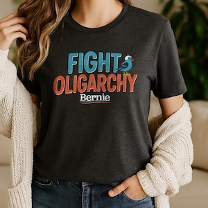 Fight Oligarchy Bernie Sanders Vintage Graphic Shirt - Progressive Political Tee with Birdie, Anti-Oligarchy Graphic, Gift for Activist