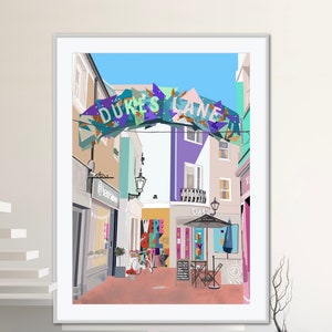 Brighton Dukes Lane/Brighton Contemporary Art Print/Brighton Lanes/Brighton Art Print/Brighton Illustration/The Lanes/Coastal Art/