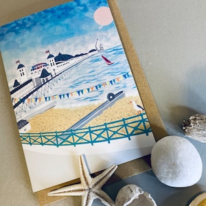 Brighton Pier-wenskaart/Brighton Beach/Brighton Palace Pier/Verjaardagskaart Brighton/Seaside art/A6-formaat