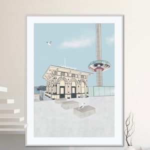 Brighton i360 Art Print/Brighton art/Brighton beach/West Pier/Brighton illustration/Brighton and Hove