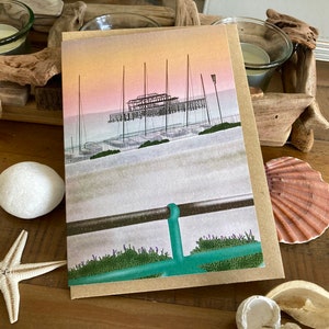 Brighton West Pier Greetings Card/Birthday card/Old Pier/Seaside art/Contemporary art/Beach illustration/A6 size/Brighton gift