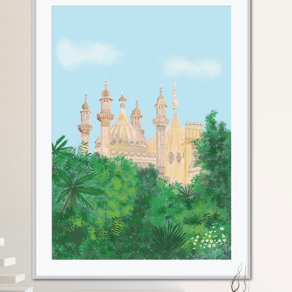 Brighton Pavilion Art Print/Brighton Wall Art/Brighton illustration/Royal Pavilion/Brighton Architecture/City Drawing/Brighton digital art